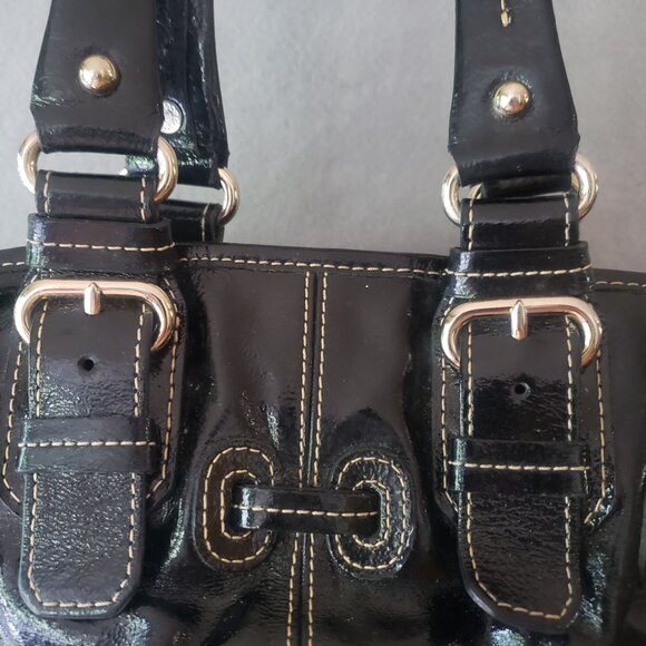 Dooney and Bourke Chiara Black Patent Leather Tote Pink Lining Large Handbag - Picture 4 of 16